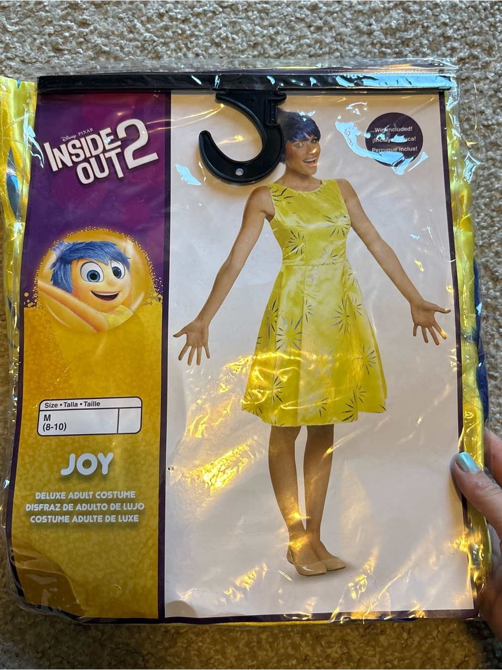 Disney Joy Midi Dress Costume W/ Wig Medium Halloween Land World Cruise